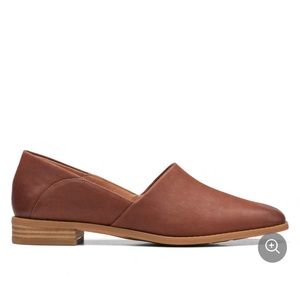 Clarks Pure Belle Dark Tan Leather Loafers NWT